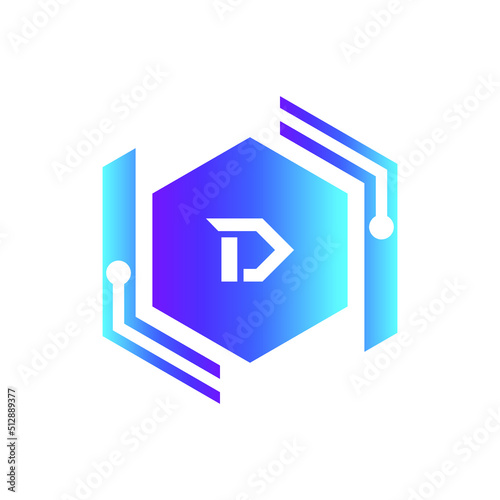 Creative Letter D logo design with point or dot symbol