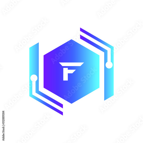 Creative Letter F logo design with point or dot symbol