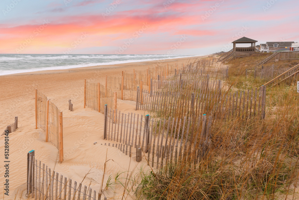 Beautiful sunrise at Nags Head beach, Outer Banks, North Carolina, USA