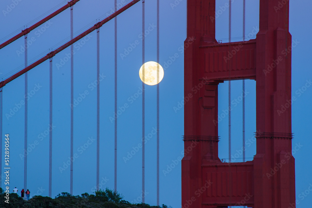 Full moon june 2022 san francisco golden gate bridge next to north
