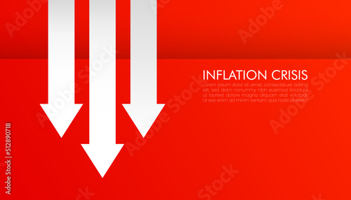 Business finance crisis recession sign background design. Falling arrow economy recession illustration. Web template banner, infographic, landing page, social media.