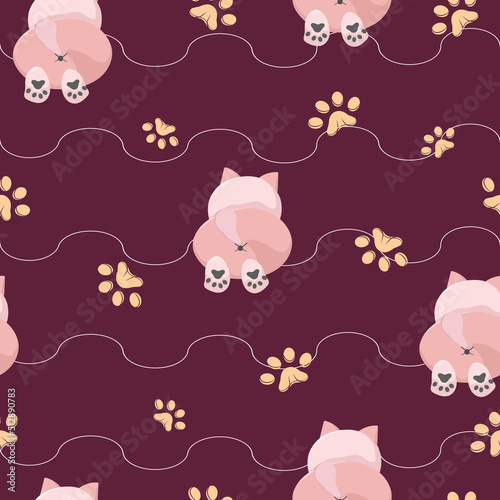 seamless pattern with cute pastel cat background