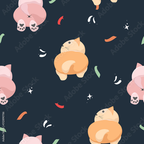 seamless pattern with cute pastel cat background
