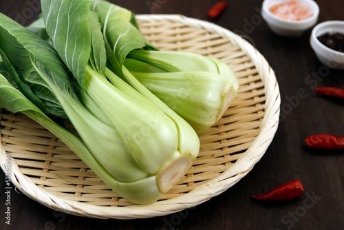 Bok choy of leafy vegetables on the table