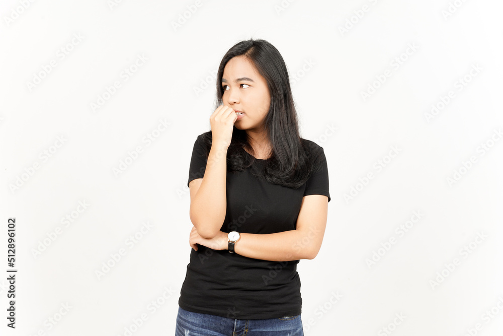 Afraid and worried face expression of Beautiful Asian Woman Isolated On White Background Afraid and worried face expression of Beautiful Asian Woman Isolated On White Background