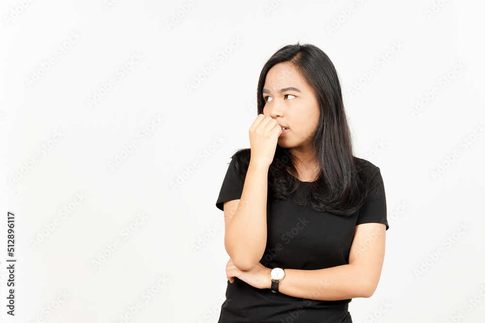 Afraid and worried face expression of Beautiful Asian Woman Isolated On White Background Afraid and worried face expression of Beautiful Asian Woman Isolated On White Background