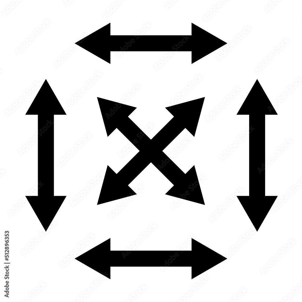Straight arrows different direction. Design element. Vector illustration. stock image.