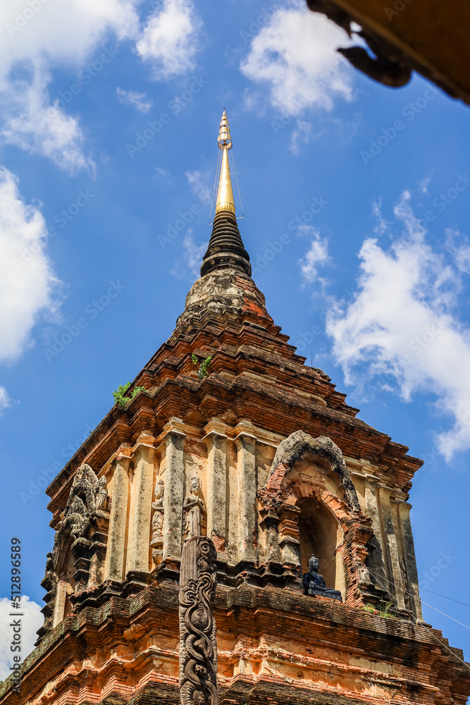 Chiang Mai,Thailand on September15,2019:Old pagoda at Wat Lok Moli (Wat Lok Molee).