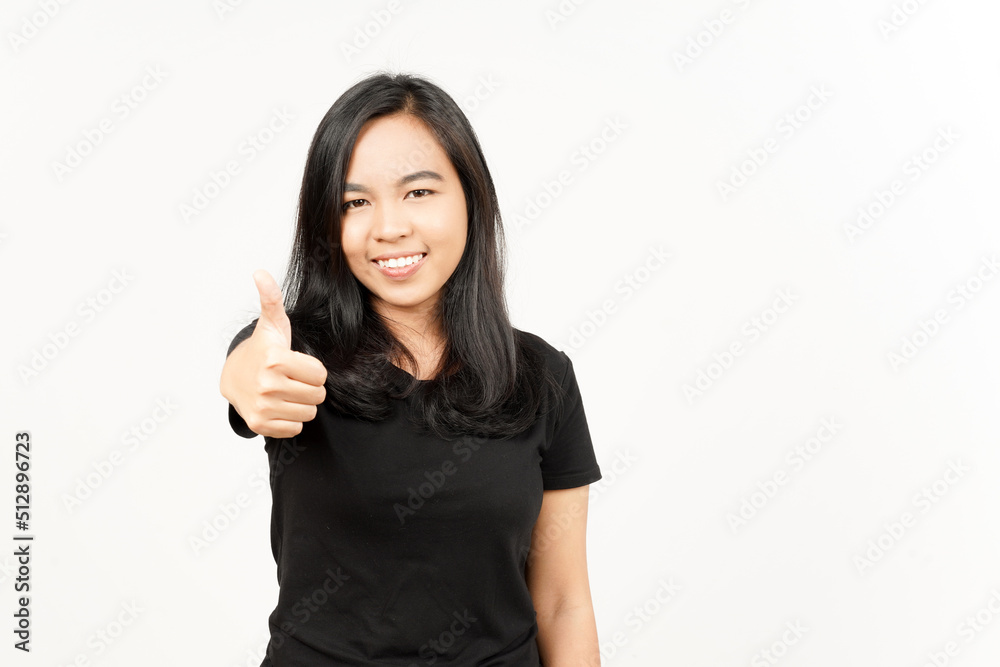 Showing thumbs up of Beautiful Asian Woman Isolated On White Background Showing thumbs up of Beautiful Asian Woman Isolated On White Background