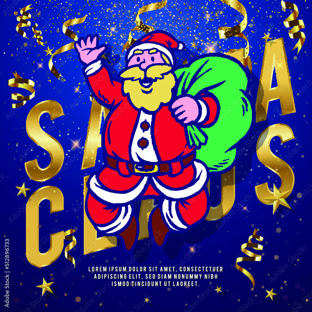 christmas Santaclaus illustration greeting card template vector