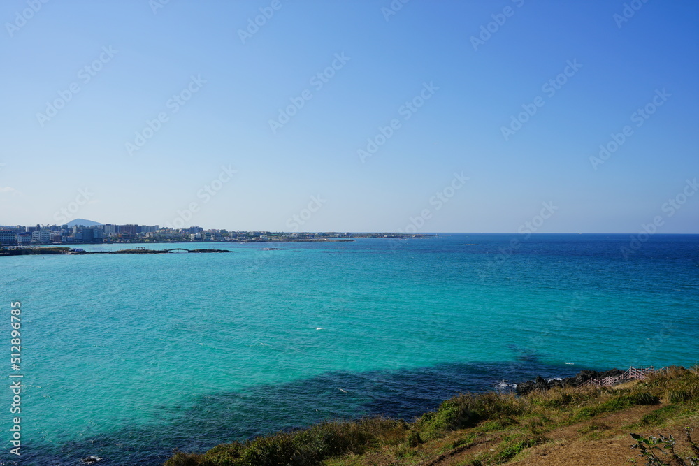 beautiful seascape with clear bluish water