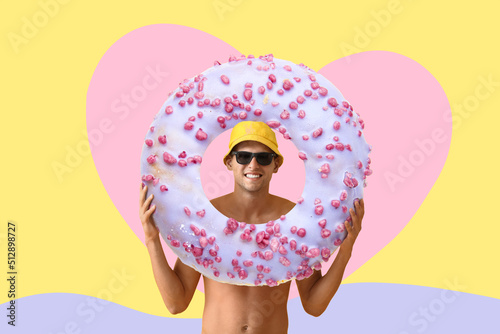 Happy young man with big do...