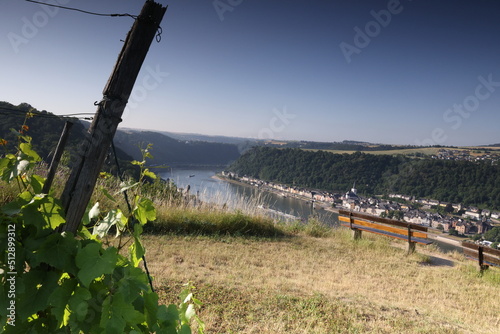 Aussicht auf den Rhein vom Klettersteig Sankt Goarshausen Rheinland-Pfalz Mittelrheintal photo