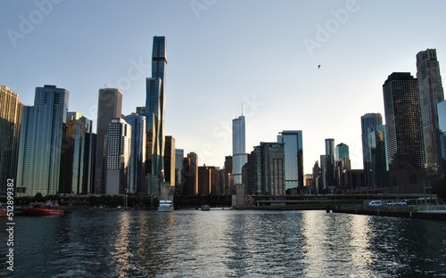 city skyline at sunset