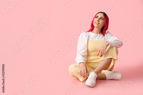 Beautiful woman with bright...