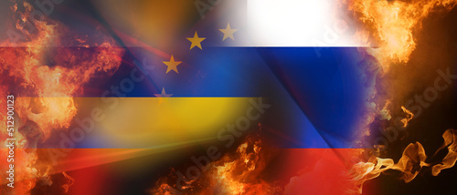 flags of Europe and Ukraine...