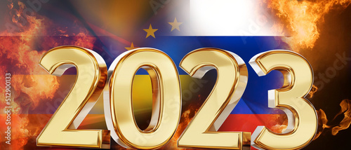 2023 golden symbol and flag...