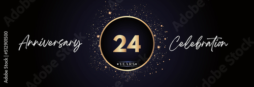 24th years anniversary celebration for brochure, banner, happy birthday, wedding, greetings, ceremony, graduation, invitation card. 24 Year Anniversary Template Design Vector.