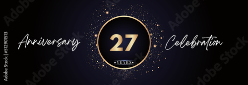 27th years anniversary celebration for brochure, banner, happy birthday, wedding, greetings, ceremony, graduation, invitation card. 27 Year Anniversary Template Design Vector.