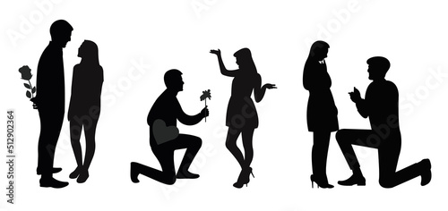 Trendy surprise couple characters Silhouettes Vector