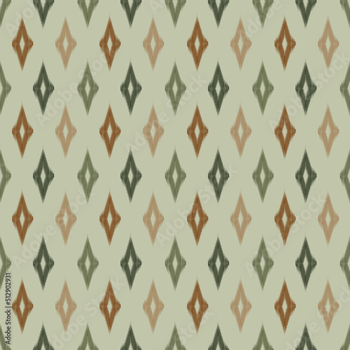 Ikat Ogee background, Ethnic folk seamless pattern. Abstract background for textile design, wallpaper, surface textures. Boho Style