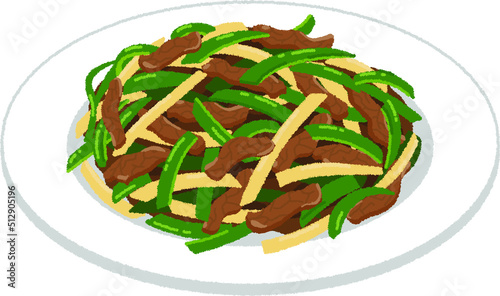 チンジャオロースのイラスト