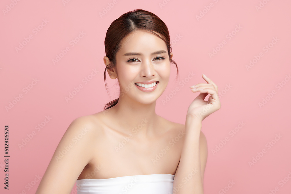 Beautiful young asian woman with clean fresh skin on pink background, Face care, Facial treatment, Cosmetology, beauty and spa, Asian women portrait. Beautiful young asian woman with clean fresh skin on pink background, Face care, Facial treatment, Cosmetology, beauty and spa, Asian women portrait.