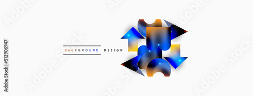 Dynamic composition  shiny geometric shapes abstract background. Trendy techno business template for wallpaper  banner  background or landing