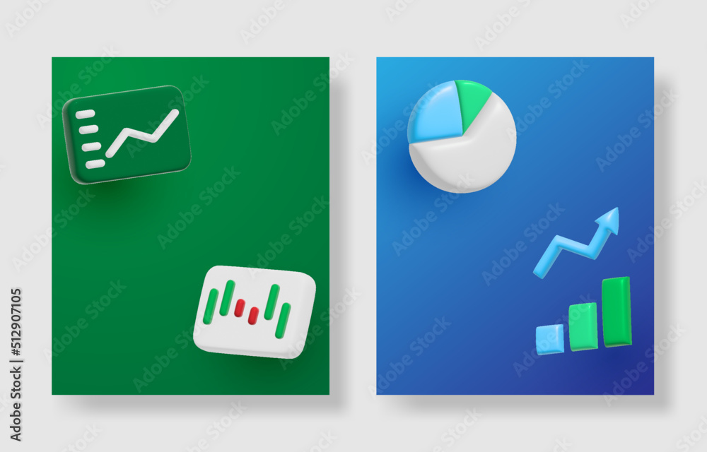 business graph icon 3d poster template for event illustration business graph icon 3d poster template for event illustration