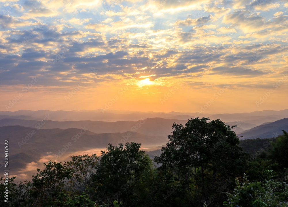 Beautiful landscape in the morning at Doi Samer Dao,Sri Nan National Park,Na Noi,Nan province,Northern Thailand.(selective focus)