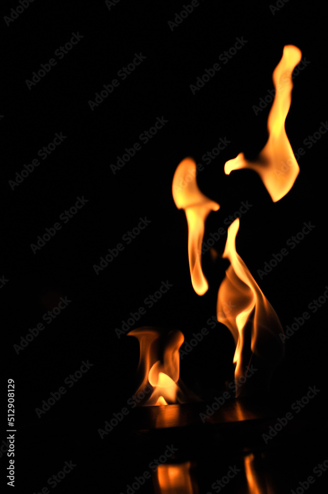 closeup of fire in the dark