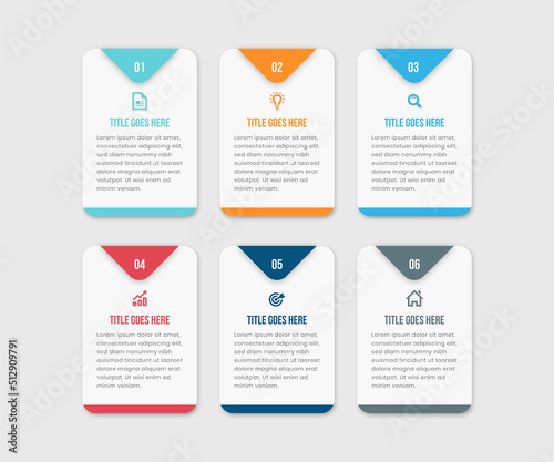 Simple and Clean Presentation Business Infographic Design Template with 6 Bars of Options
