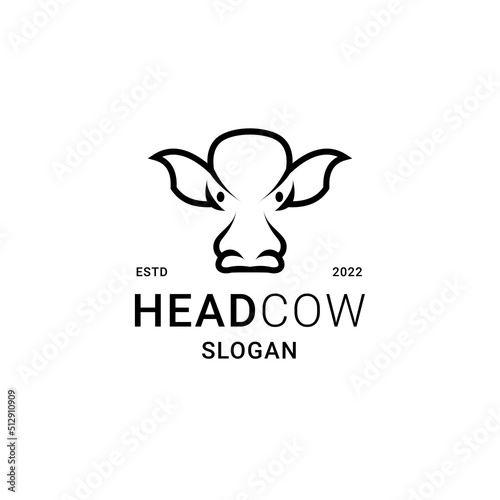 Cow Head Logo with Line Art Style