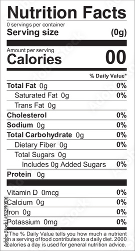 Nutrition Facts Label Template - Text Editable and Scalable - Standard Vertical - US FDA Compliant 2020 in Arial Font