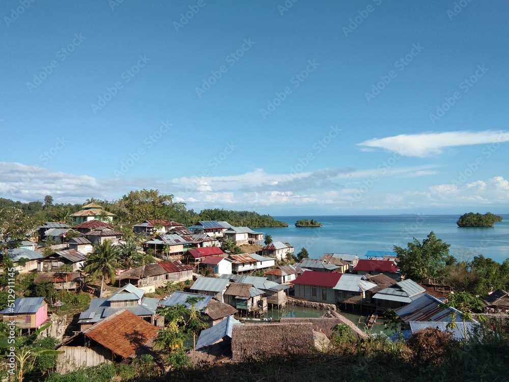 A village on the edge of a peaceful beach
