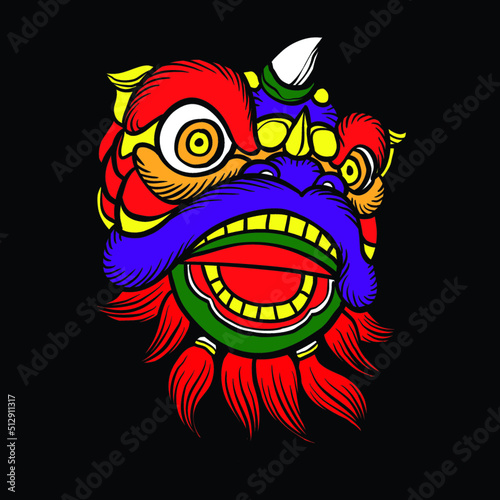 Dragon Lion barongsai china vector illustration gong xi fa cai new year