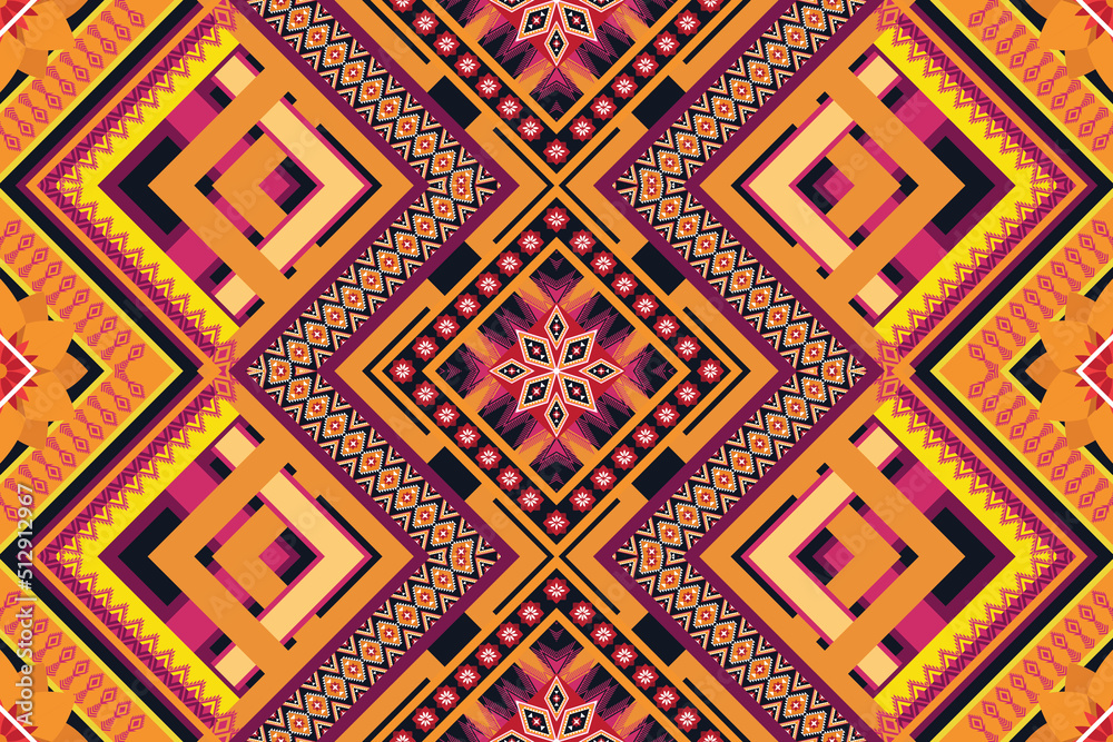 Geometric ethnic flower pattern for background,fabric,wrapping,clothing,wallpaper,Batik,carpet,embroidery style. Geometric ethnic flower pattern for background,fabric,wrapping,clothing,wallpaper,Batik,carpet,embroidery style.