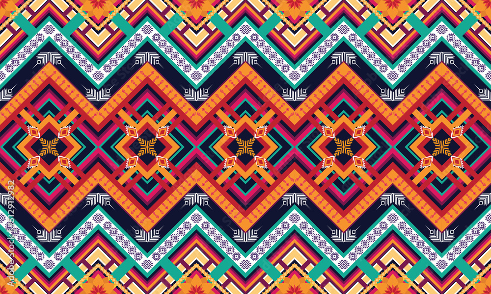 Geometric ethnic flower pattern for background,fabric,wrapping,clothing,wallpaper,Batik,carpet,embroidery style. Geometric ethnic flower pattern for background,fabric,wrapping,clothing,wallpaper,Batik,carpet,embroidery style.