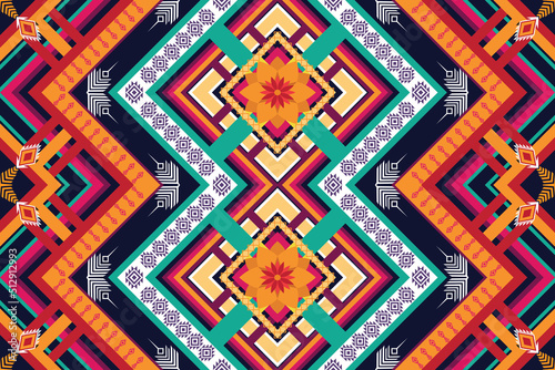 Geometric ethnic flower pattern for background,fabric,wrapping,clothing,wallpaper,Batik,carpet,embroidery style.
