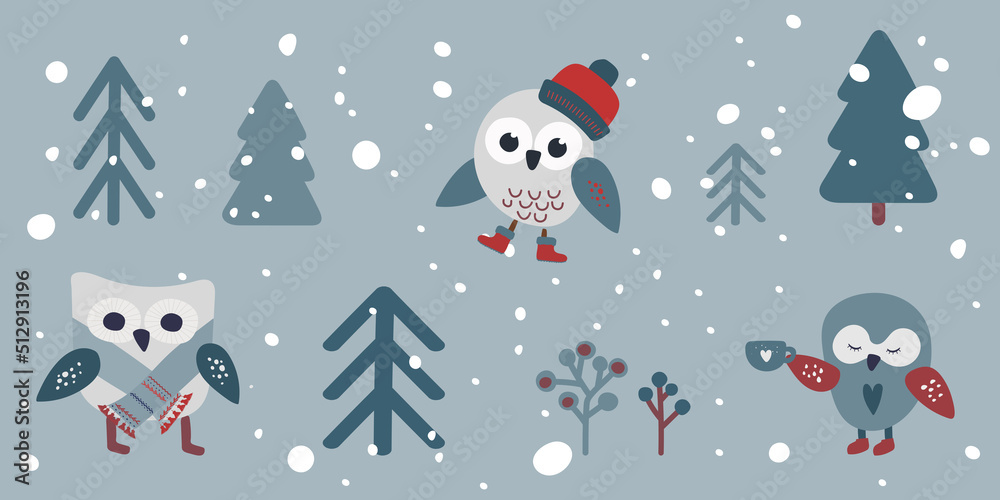 Naklejka premium Christmas vector drawings