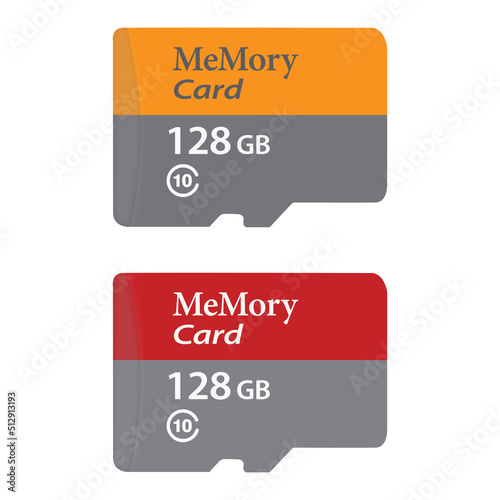 memory card yellow, red and grey