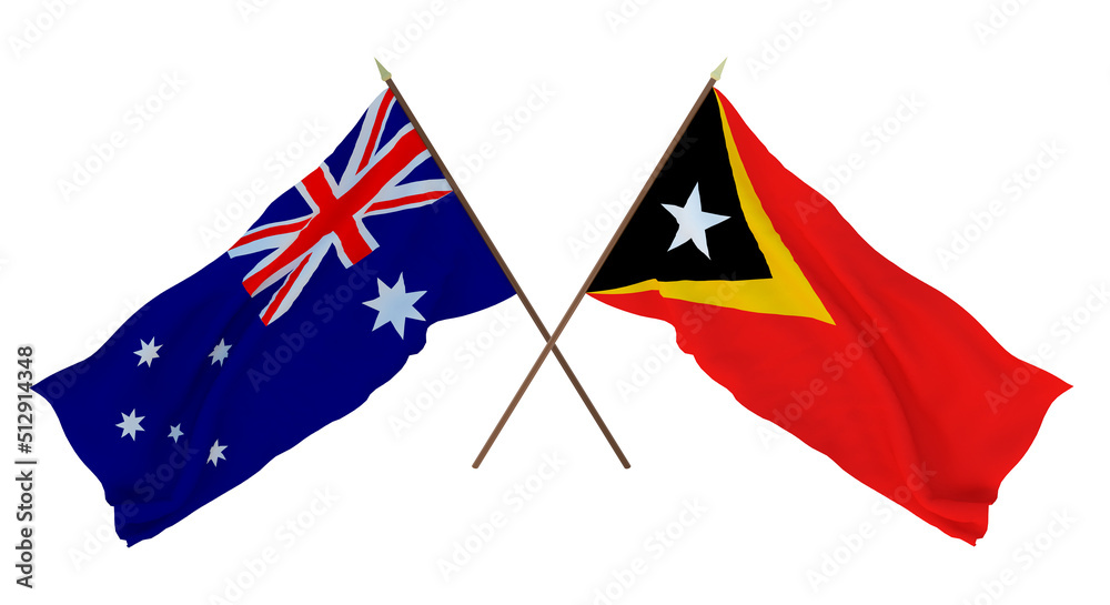 Fototapeta premium Background for designers, illustrators. National Independence Day. Flags Australia and East Timor