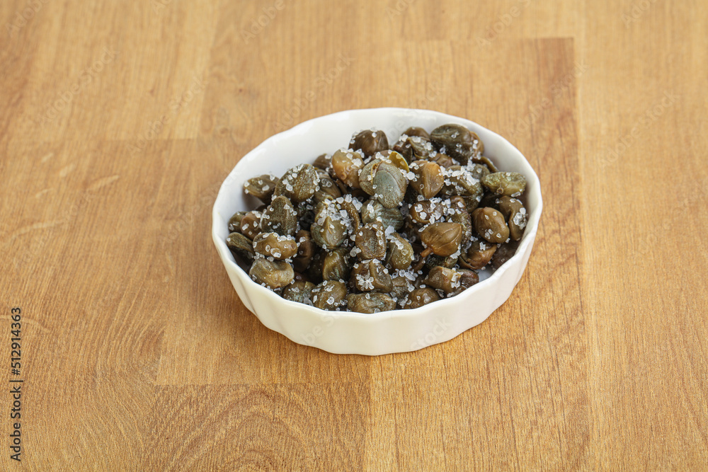 Salted marinated capers snack appetiser Salted marinated capers snack appetiser