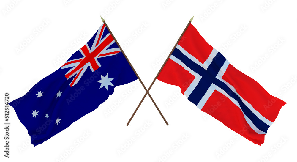 Background for designers, illustrators. National Independence Day. Flags Australia and Norway Background for designers, illustrators. National Independence Day. Flags Australia and Norway