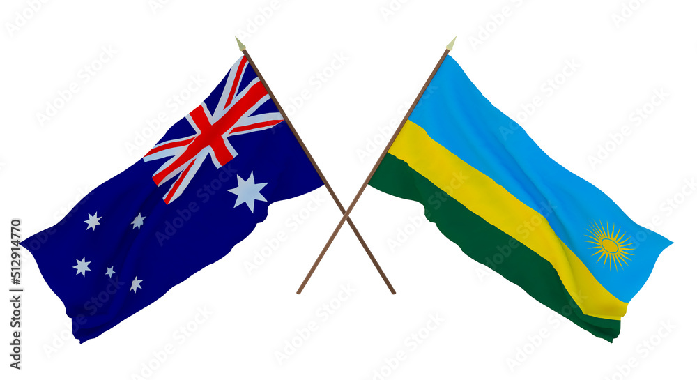 Naklejka premium Background for designers, illustrators. National Independence Day. Flags Australia and Rwanda
