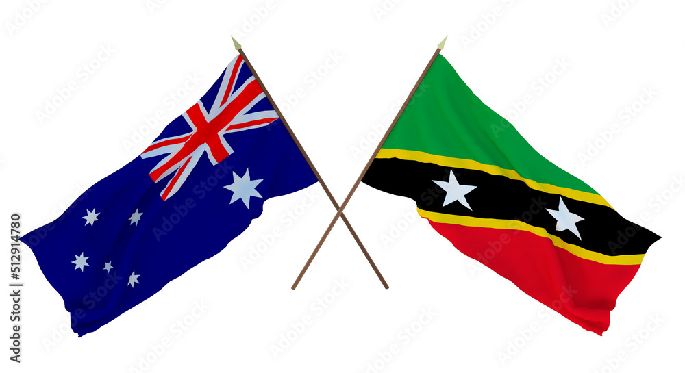 Background for designers, illustrators. National Independence Day. Flags Australia and Saint Kitts and Nevis Background for designers, illustrators. National Independence Day. Flags Australia and Saint Kitts and Nevis