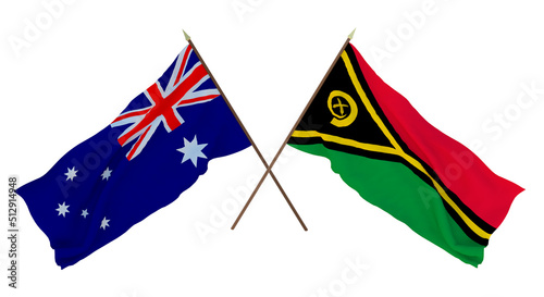 Background for designers, illustrators. National Independence Day. Flags Australia and Vanuatu