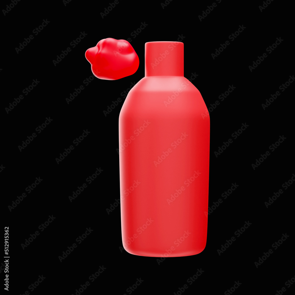Red Color Spray Bottle 3D Icon On Black Background. Red Color Spray Bottle 3D Icon On Black Background.