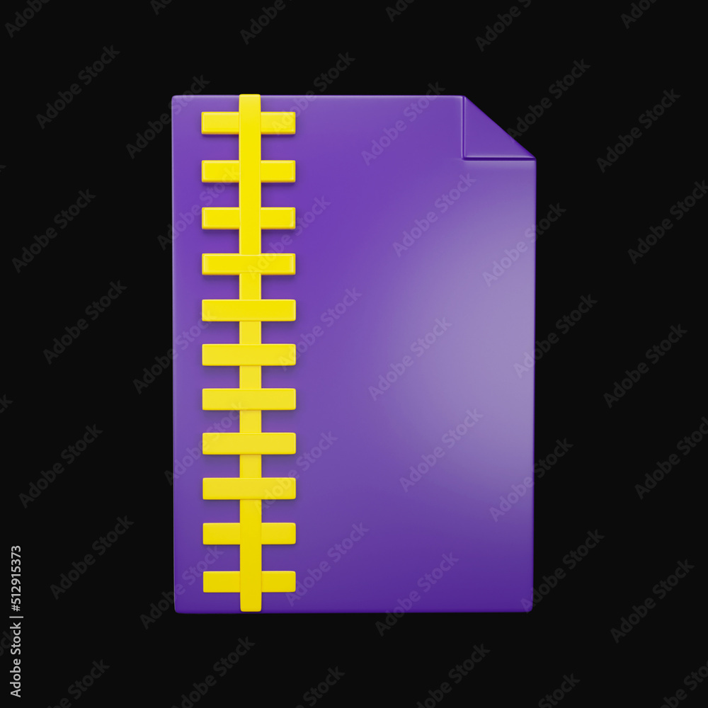 3D Illustration Of Zip File Format Yellow And Purple Icon Over Black Background. 3D Illustration Of Zip File Format Yellow And Purple Icon Over Black Background.