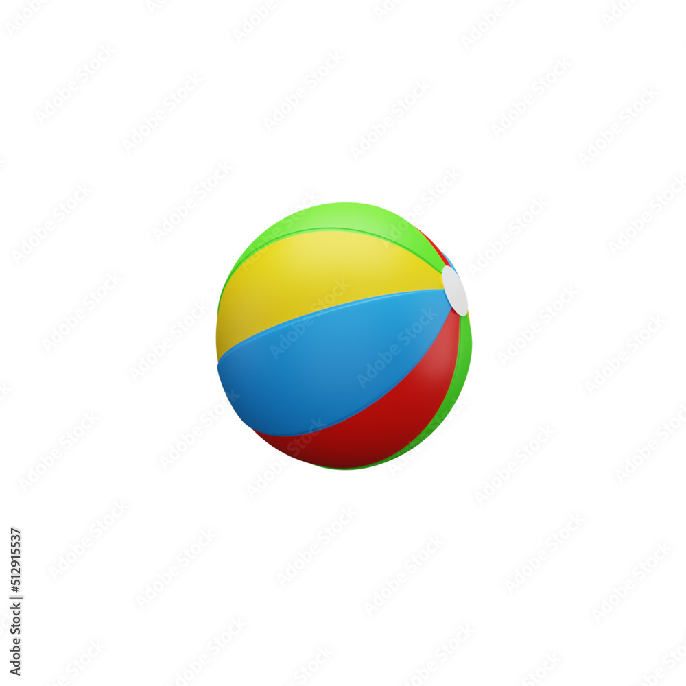 Realistic Colorful Beach Ball Icon In 3D Style.
